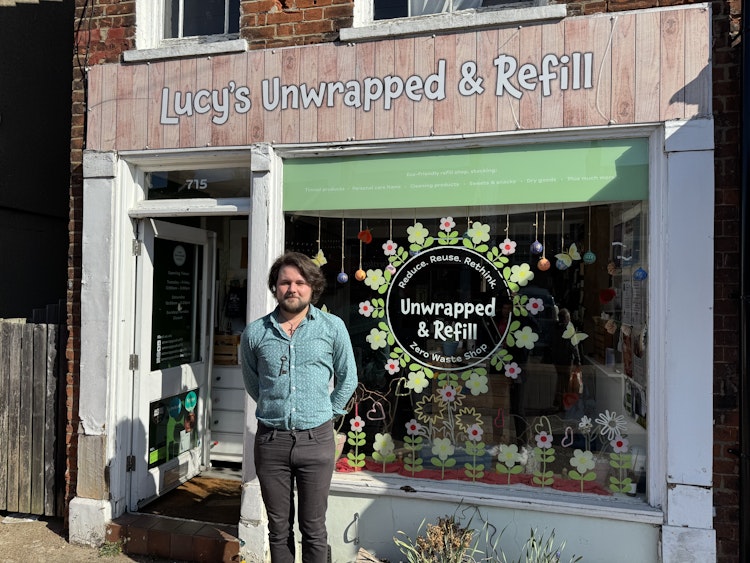 Beren outside Unwrapped & Refill, formerly Lucy's Unwrapped & Refill